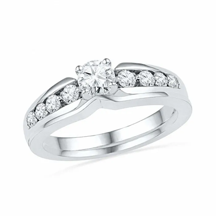 Rings 1 CT TW Diamond Bridal Engagement Ring in 14K White Gold Goldiacom Rings 1 CT TW Diamond Bridal Engagement Ring in 14K White Gold Goldiacom