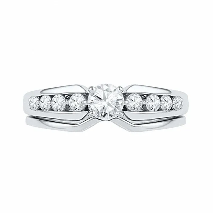 Rings 1 CT TW Diamond Bridal Engagement Ring in 14K White Gold Goldiacom