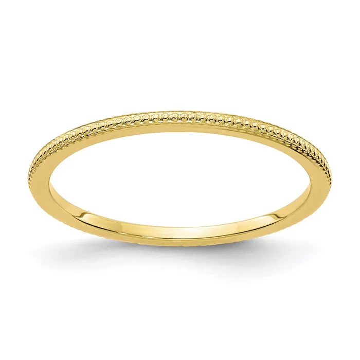 Rings 10K Gold 12mm Bead Stackable Band Goldia