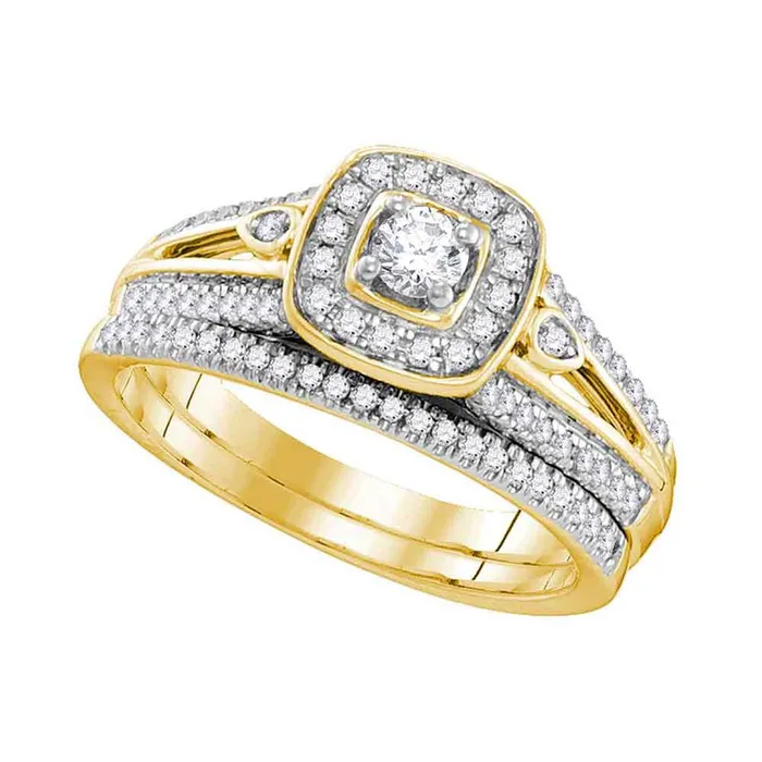 Rings 10k Yellow Gold Round Diamond Bridal Wedding Ring Set 12 Cttw gndatlanta Rings 10k Yellow Gold Round Diamond Bridal Wedding Ring Set 12 Cttw gndatlanta
