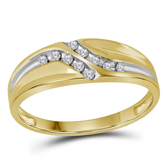 Rings 10k Yellow Gold Round Diamond Double Row Slender Wedding Band 18 Cttw gndatlanta