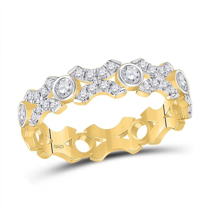 Rings 10k Yellow Gold Round Diamond XOXO Stackable Band Ring 12 Cttw gndatlanta Rings 10k Yellow Gold Round Diamond XOXO Stackable Band Ring 12 Cttw gndatlanta