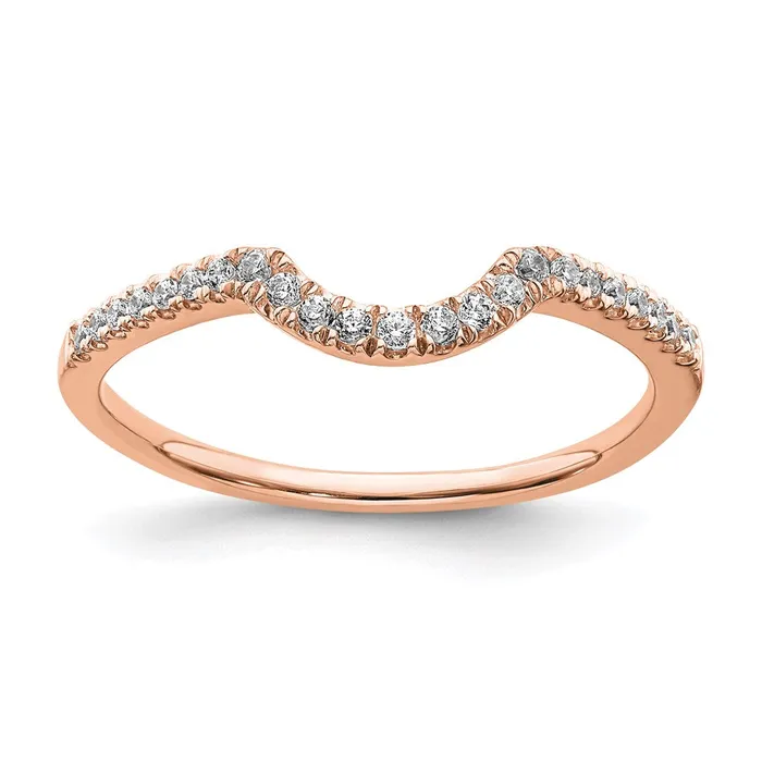 Rings 14k Rose Gold Real Diamond Contoured Wedding Band Goldia