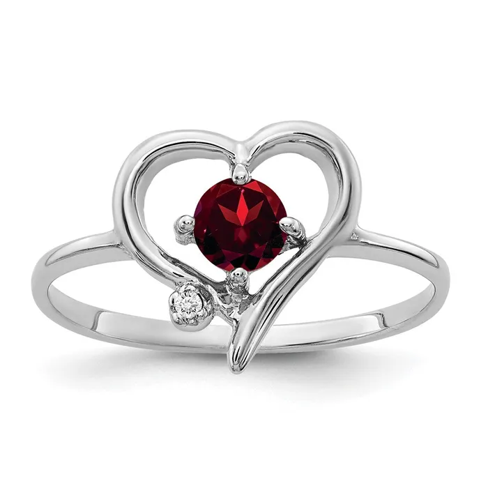 Rings 14k White Gold 4mm Garnet VS Real Diamond ring Goldiacom