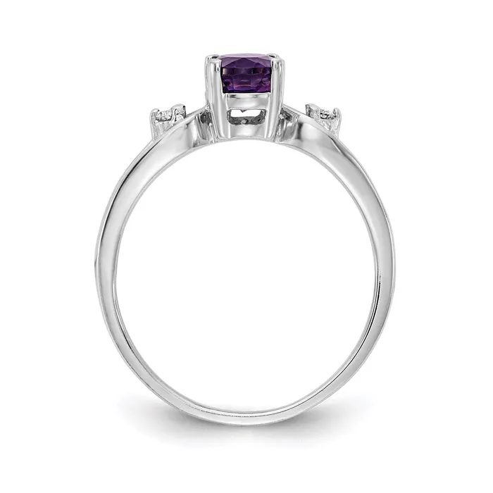 Rings 14k White Gold 7x5mm Oval Amethyst Checker A Real Diamond ring Goldia