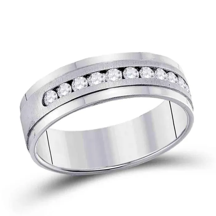 Rings 14k White Gold Machine Set Round Diamond Wedding Channel Band Ring 12 Cttw gndatlanta Rings 14k White Gold Machine Set Round Diamond Wedding Channel Band Ring 12 Cttw gndatlanta
