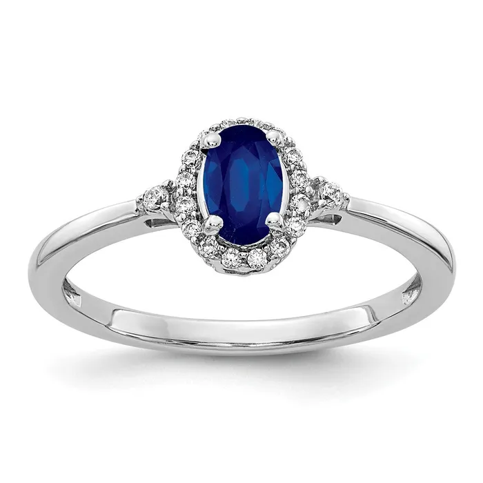 Rings 14k White Gold Oval Sapphire and Real Diamond Halo Ring Goldiacom
