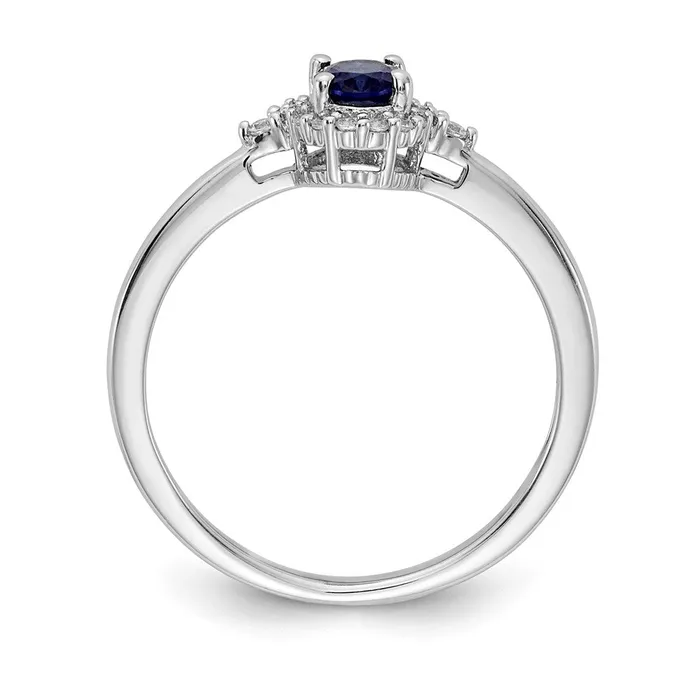 Rings 14k White Gold Oval Sapphire and Real Diamond Halo Ring Goldiacom