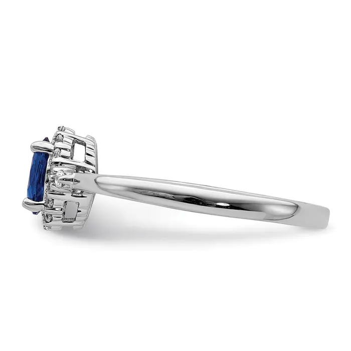 Rings 14k White Gold Oval Sapphire and Real Diamond Halo Ring Goldiacom