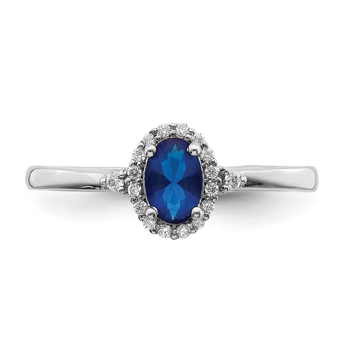 Rings 14k White Gold Oval Sapphire and Real Diamond Halo Ring Goldiacom