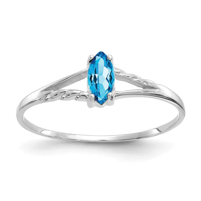 Rings 14K White Gold Polished Geniune Blue Topaz Birthstone Ring Goldia