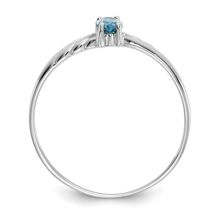 Rings 14K White Gold Polished Geniune Blue Topaz Birthstone Ring Goldia