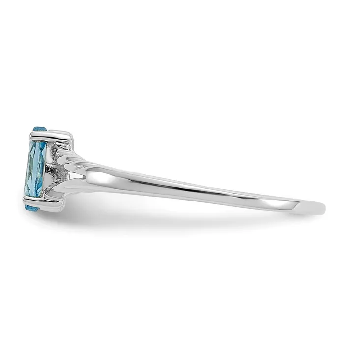 Rings 14K White Gold Polished Geniune Blue Topaz Birthstone Ring Goldia