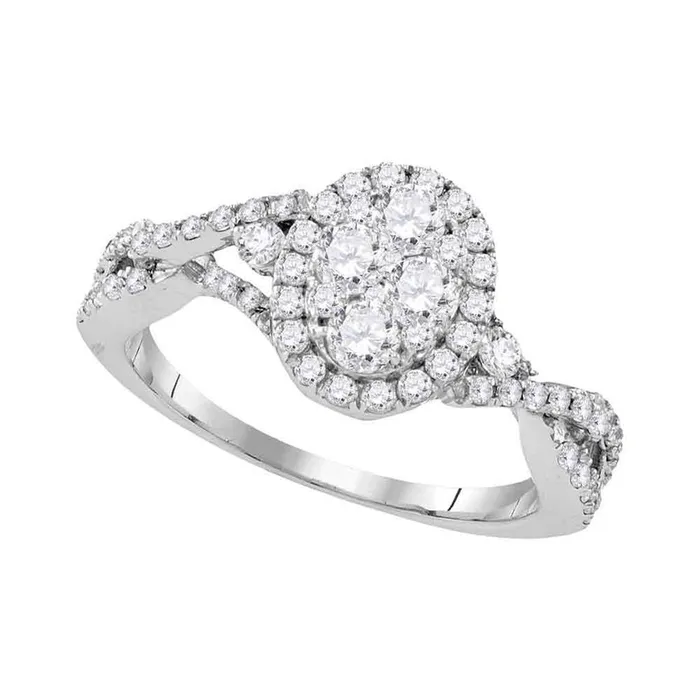 Rings 14k White Gold Round Diamond Cluster Bridal Engagement Ring 1 Cttw gndatlanta Rings 14k White Gold Round Diamond Cluster Bridal Engagement Ring 1 Cttw gndatlanta