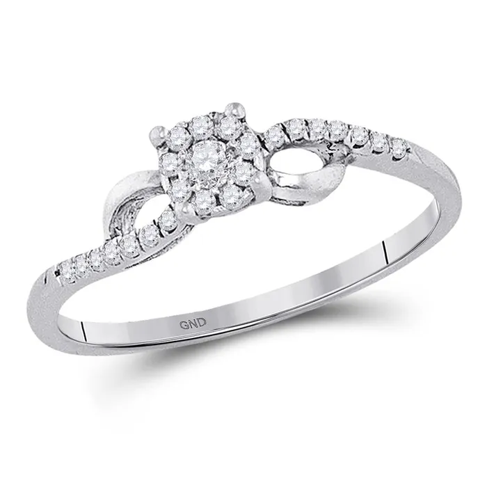 Rings 14k White Gold Round Diamond Cluster Promise Ring 110 Cttw gndatlanta Rings 14k White Gold Round Diamond Cluster Promise Ring 110 Cttw gndatlanta