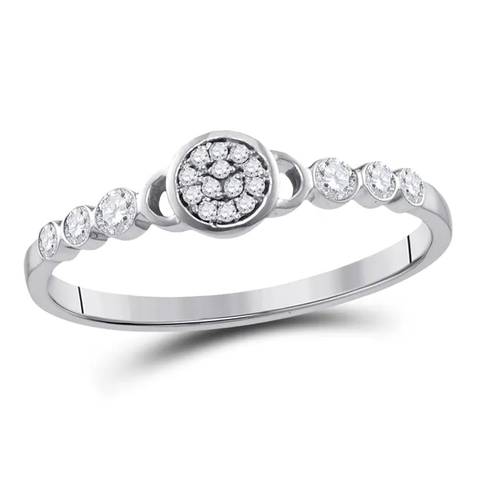 Rings 14k White Gold Round Diamond Cluster Stackable Band Ring 16 Cttw gndatlanta