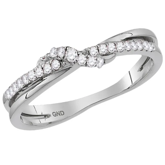 Rings 14k White Gold Round Diamond Crossover Stackable Band Ring 16 Cttw gndatlanta Rings 14k White Gold Round Diamond Crossover Stackable Band Ring 16 Cttw gndatlanta
