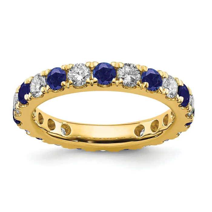 Rings 14k Yellow Gold 1 15 Ct Lab Grown Diamond VSSI G and Lab Created Blue Sapphire Eternity Band Ring Goldia Rings 14k Yellow Gold 1 15 Ct Lab Grown Diamond VSSI G and Lab Created Blue Sapphire Eternity Band Ring Goldia