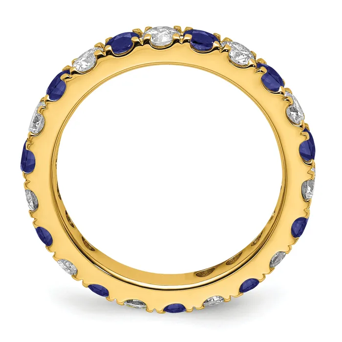Rings 14k Yellow Gold 1 15 Ct Lab Grown Diamond VSSI G and Lab Created Blue Sapphire Eternity Band Ring Goldia