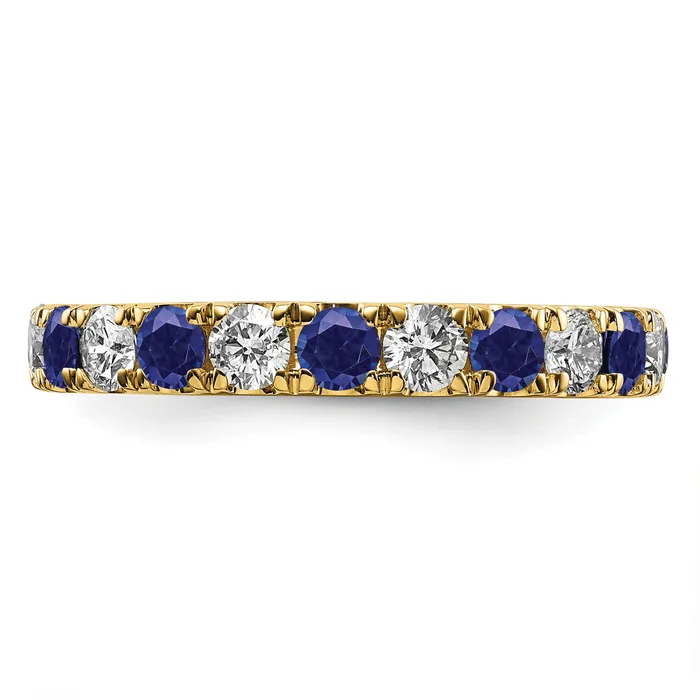 Rings 14k Yellow Gold 1 15 Ct Lab Grown Diamond VSSI G and Lab Created Blue Sapphire Eternity Band Ring Goldia