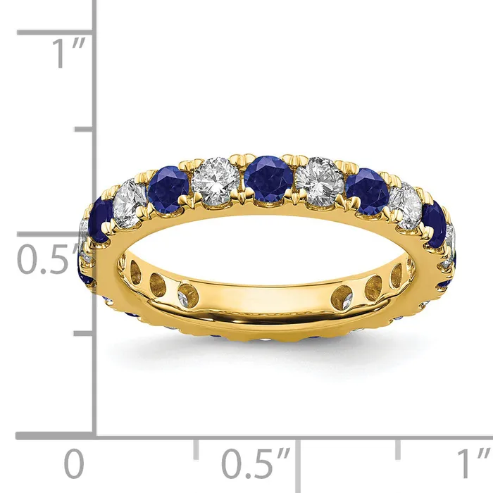 Rings 14k Yellow Gold 1 15 Ct Lab Grown Diamond VSSI G and Lab Created Blue Sapphire Eternity Band Ring Goldia