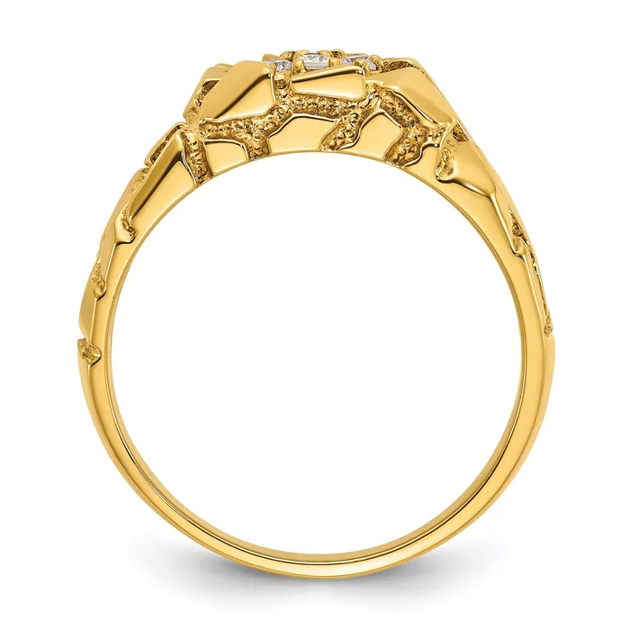 Rings 14k Yellow Gold 14 Ct Lab Grown Diamond VSSI G Mens Cluster Nugget Ring Goldia