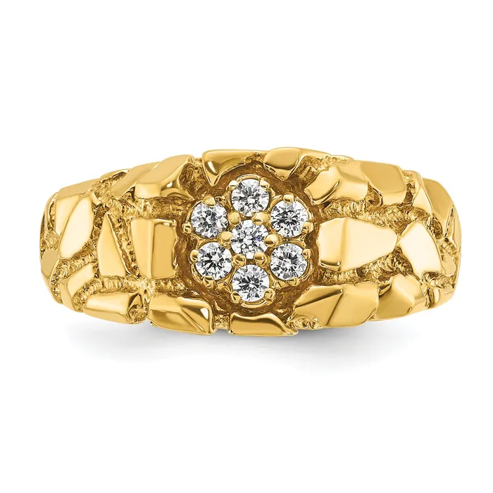 Rings 14k Yellow Gold 14 Ct Lab Grown Diamond VSSI G Mens Cluster Nugget Ring Goldia