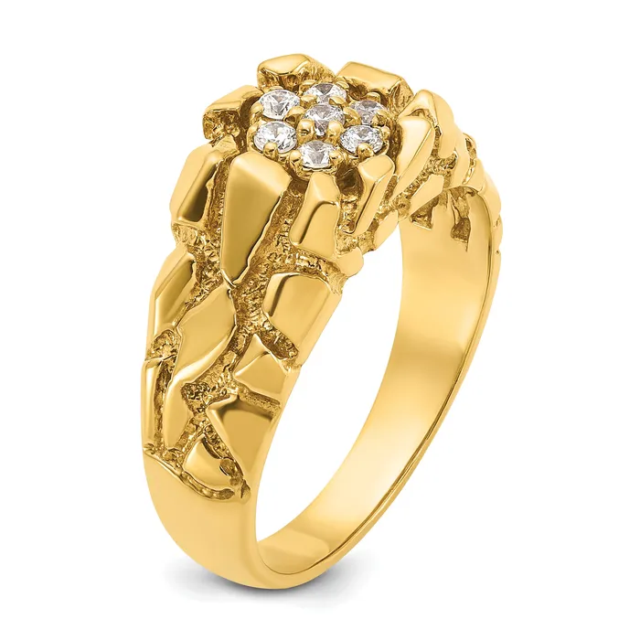 Rings 14k Yellow Gold 14 Ct Lab Grown Diamond VSSI G Mens Cluster Nugget Ring Goldia