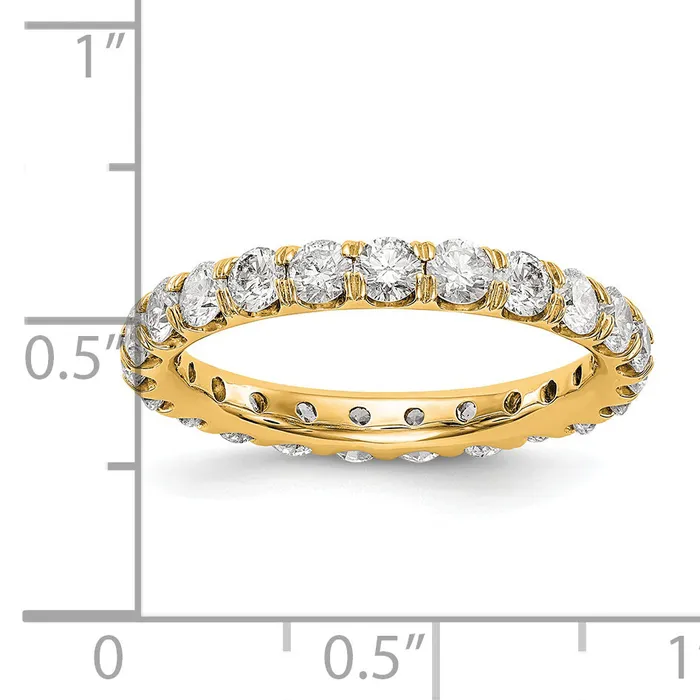 Rings 14k Yellow Gold 2 Ct Lab Grown Diamond VSSI G Shared Prong Eternity Band Ring Goldia