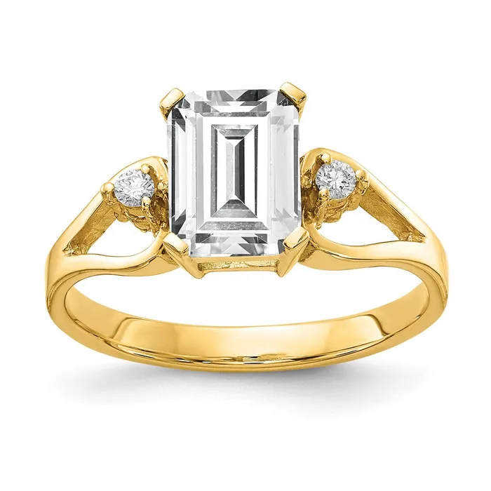 Rings 14k Yellow Gold 8x6mm Emerald Cut Cubic Zirconia VS Diamond Ring Goldia Rings 14k Yellow Gold 8x6mm Emerald Cut Cubic Zirconia VS Diamond Ring Goldia