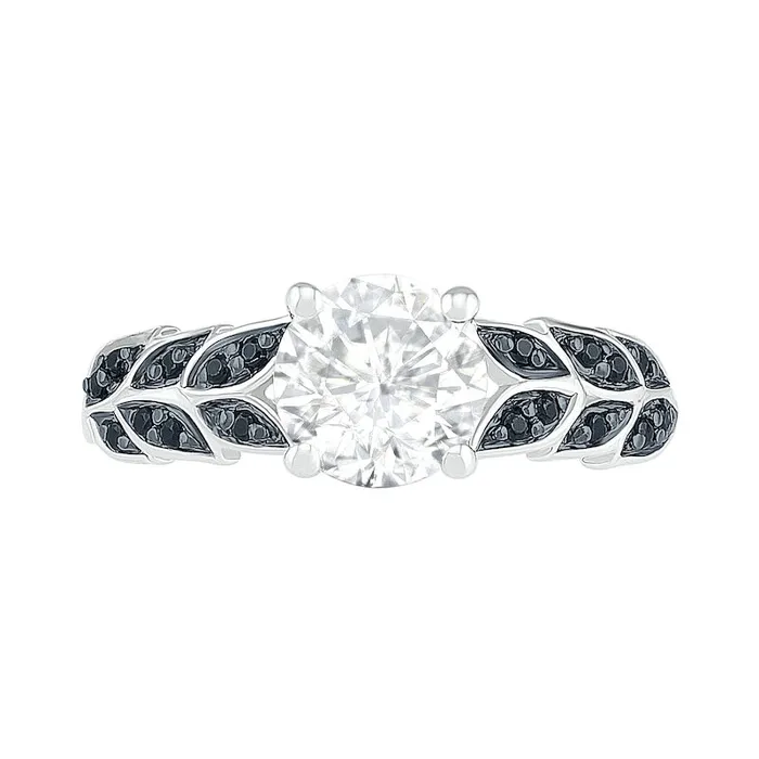 Rings 70mm White and Black LabCreated Sapphire Laurel LeafSides Ring in Sterling Silver Goldia Rings 70mm White and Black LabCreated Sapphire Laurel LeafSides Ring in Sterling Silver Goldia