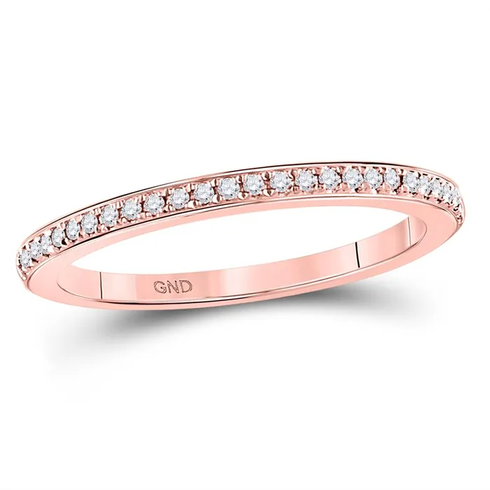 Rings gndatlanta 10k Rose Gold Round Diamond Single Row Stackable Band Ring 18 Cttw Size 6