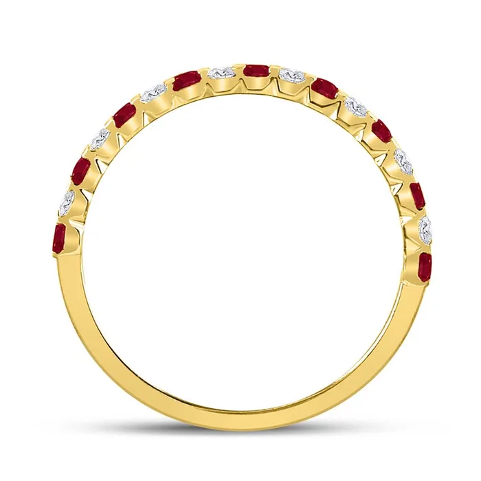 Rings gndatlanta 10k Yellow Gold Princess Ruby Diamond Alternating Stackable Band Ring 38 Cttw