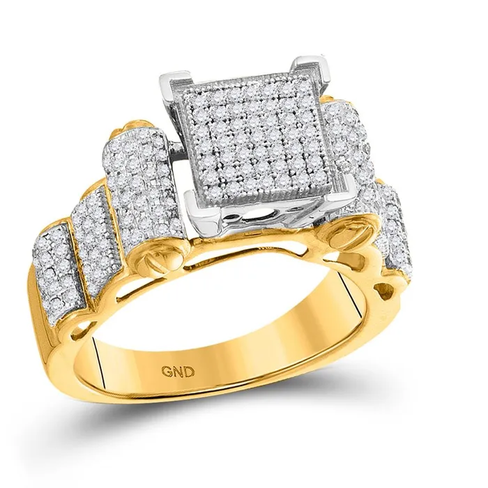 Rings gndatlanta 10k Yellow Gold Round Diamond Cluster Bridal Engagement Ring 12 Cttw Rings gndatlanta 10k Yellow Gold Round Diamond Cluster Bridal Engagement Ring 12 Cttw