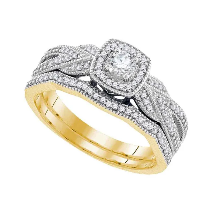 Rings gndatlanta 10k Yellow Gold Round Diamond Filigree Bridal Wedding Ring Set 38 Cttw Rings gndatlanta 10k Yellow Gold Round Diamond Filigree Bridal Wedding Ring Set 38 Cttw