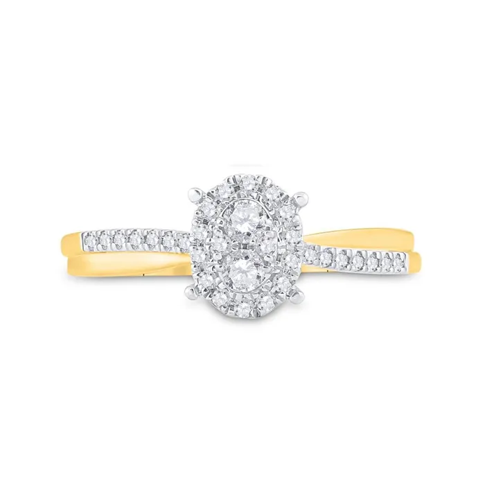 Rings gndatlanta 10k Yellow Gold Round Diamond Oval Cluster Ring 14 Cttw