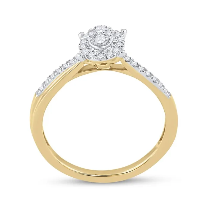 Rings gndatlanta 10k Yellow Gold Round Diamond Oval Cluster Ring 14 Cttw