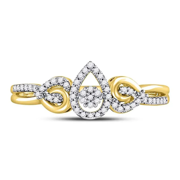 Rings gndatlanta 10k Yellow Gold Round Diamond Teardrop Curl Cluster Ring 110 Cttw Rings gndatlanta 10k Yellow Gold Round Diamond Teardrop Curl Cluster Ring 110 Cttw
