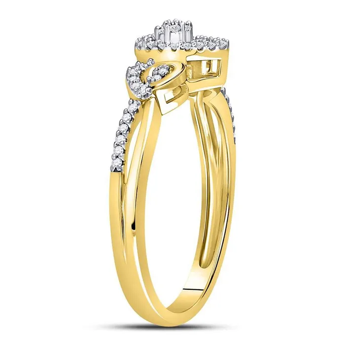 Rings gndatlanta 10k Yellow Gold Round Diamond Teardrop Curl Cluster Ring 110 Cttw