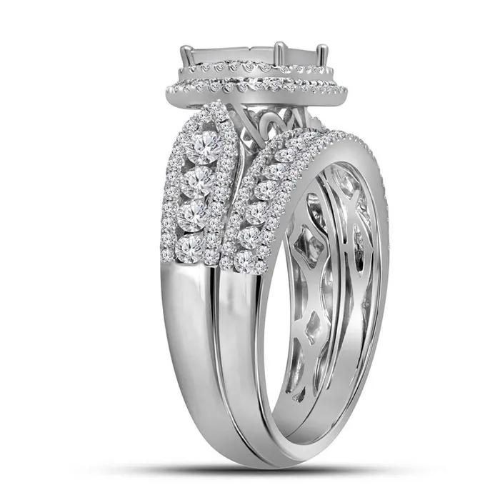 Rings gndatlanta 14k White Gold Princess Diamond Bridal Wedding Ring Set 112 Cttw