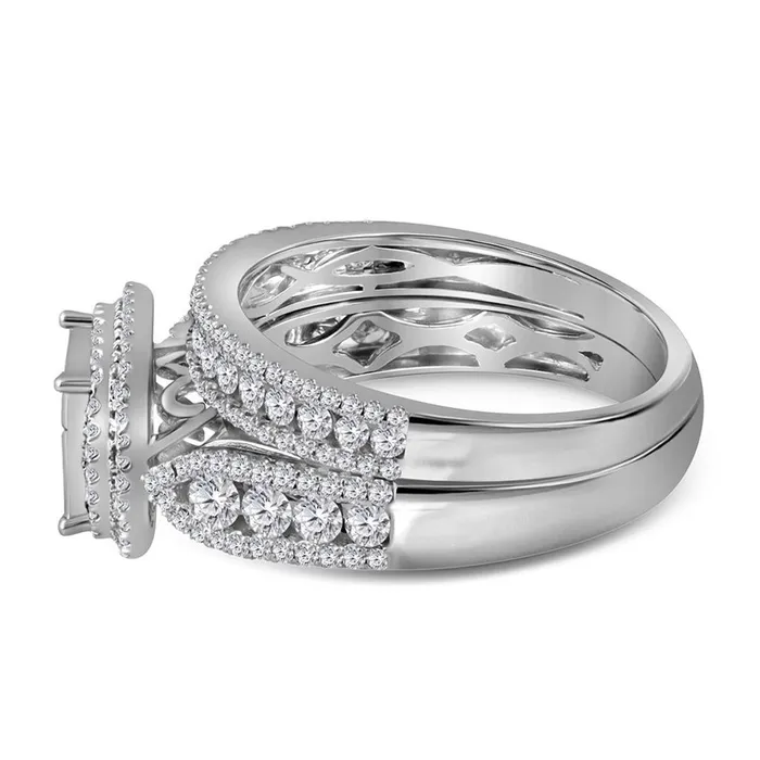 Rings gndatlanta 14k White Gold Princess Diamond Bridal Wedding Ring Set 112 Cttw