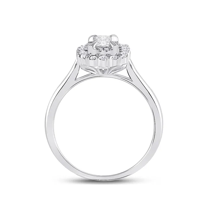 Rings gndatlanta 14k White Gold Princess Diamond Halo Bridal Engagement Ring 12 Cttw
