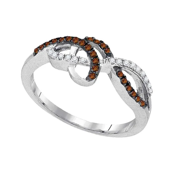 Rings gndatlanta 14k White Gold Round Brown Diamond Crossover Woven Band 15 Cttw Rings gndatlanta 14k White Gold Round Brown Diamond Crossover Woven Band 15 Cttw