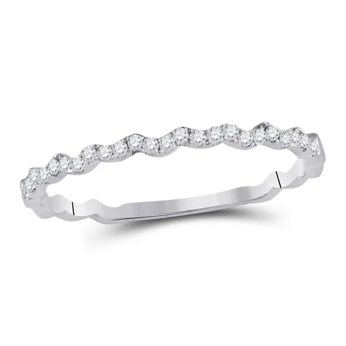 Rings gndatlanta 14k White Gold Round Diamond Asymmetrical Stackable Band 18 Ctw Rings gndatlanta 14k White Gold Round Diamond Asymmetrical Stackable Band 18 Ctw