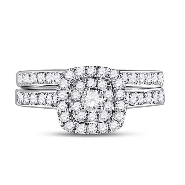 Rings gndatlanta 14k White Gold Round Diamond Bridal Wedding Ring Set 34 Cttw