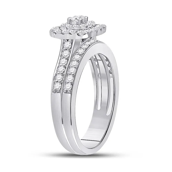 Rings gndatlanta 14k White Gold Round Diamond Bridal Wedding Ring Set 34 Cttw