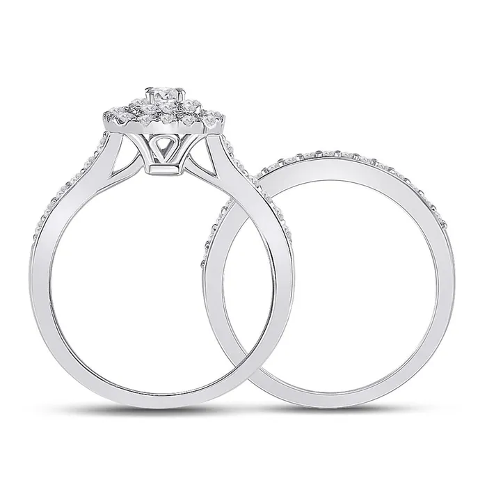 Rings gndatlanta 14k White Gold Round Diamond Bridal Wedding Ring Set 34 Cttw