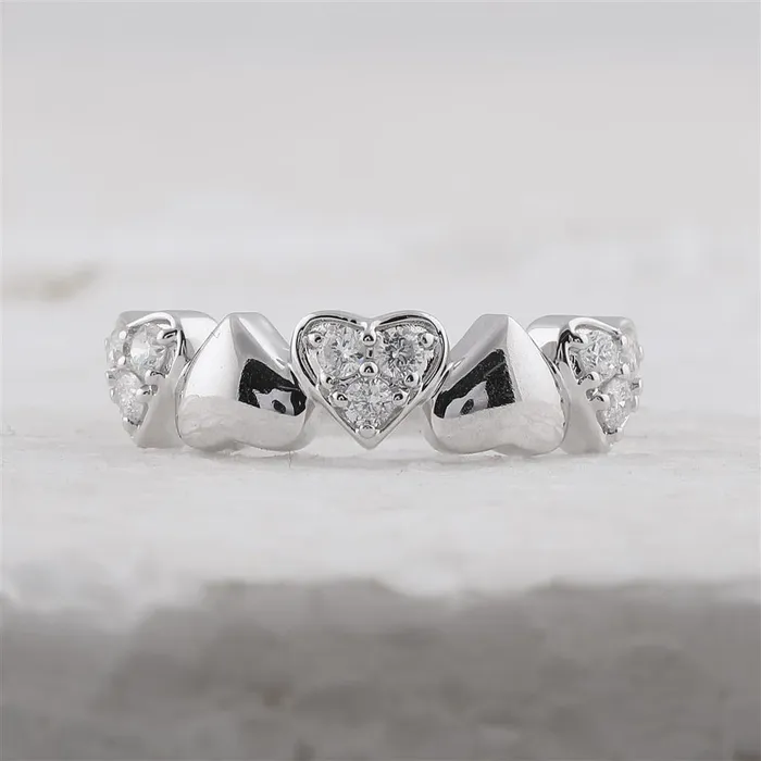 Rings gndatlanta 14k White Gold Round Diamond Heart Ring 13 Cttw
