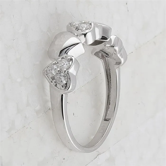 Rings gndatlanta 14k White Gold Round Diamond Heart Ring 13 Cttw