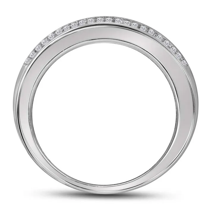 Rings gndatlanta 14k White Gold Round Diamond Pave Band Ring 12 Cttw